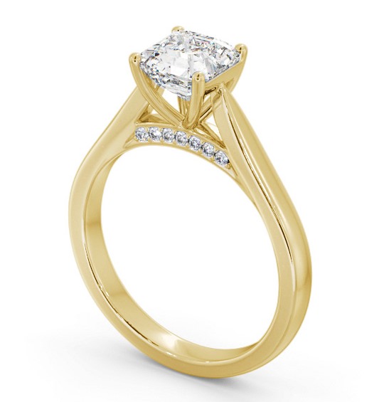 Asscher Diamond Engagement Ring with Diamond Set Bridge 18K Yellow Gold Solitaire ENAS31_YG_THUMB1