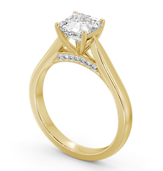 Asscher Diamond Engagement Ring with Diamond Set Bridge 18K Yellow Gold Solitaire ENAS31_YG_THUMB1 