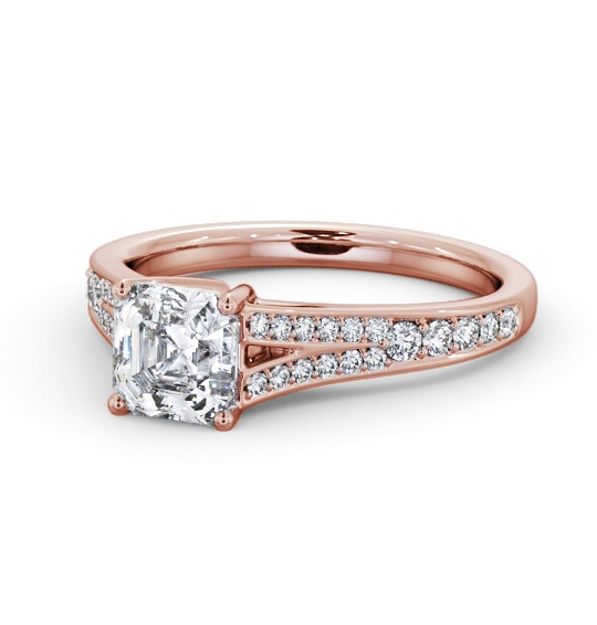  Asscher Diamond Engagement Ring 18K Rose Gold Solitaire With Side Stones - Milly ENAS31S_RG_THUMB2 