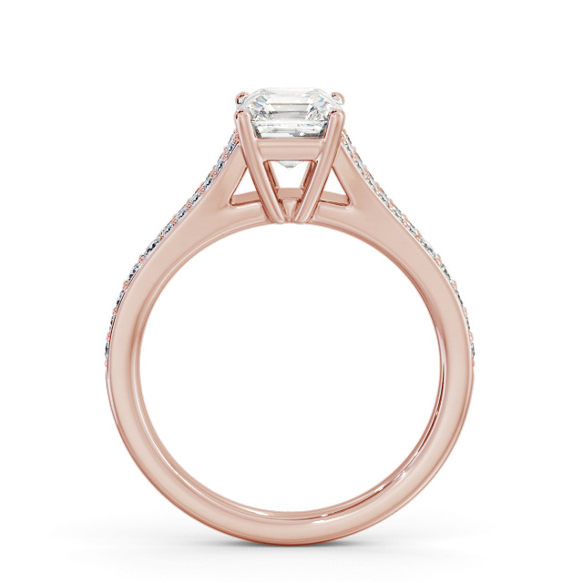 Asscher Diamond Engagement Ring 18K Rose Gold Solitaire With Side Stones - Milly ENAS31S_RG_UP