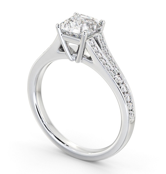 Asscher Diamond Split Channel Engagement Ring Palladium Solitaire with Channel Set Side Stones ENAS31S_WG_THUMB1