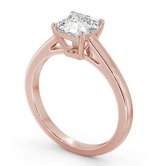 Asscher Diamond Box Style Setting Engagement Ring 18K Rose Gold Solitaire ENAS32_RG_THUMB1 