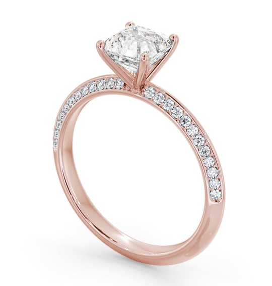  Asscher Diamond Engagement Ring 18K Rose Gold Solitaire With Side Stones - Crosby ENAS32S_RG_THUMB1 