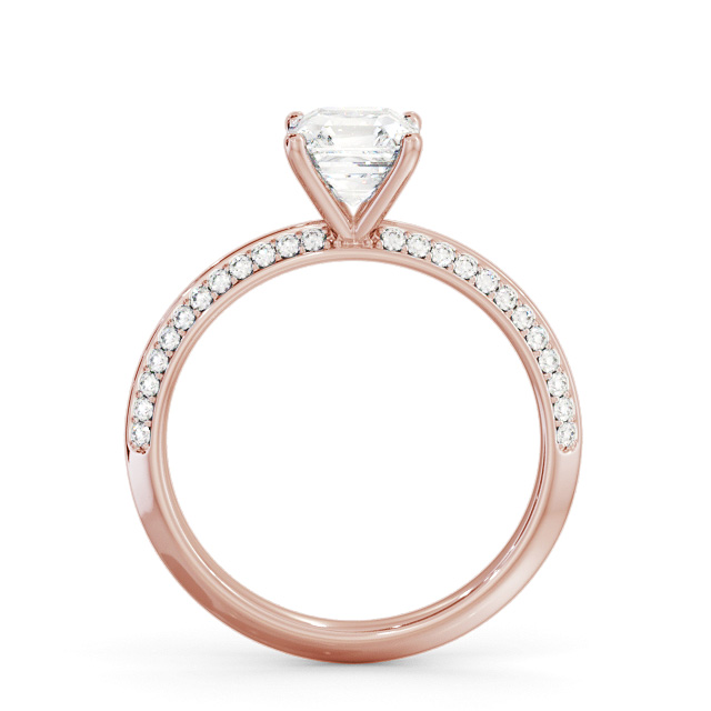 Asscher Diamond Engagement Ring 18K Rose Gold Solitaire With Side Stones - Crosby ENAS32S_RG_UP