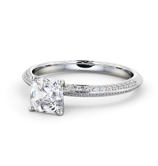  Asscher Diamond Engagement Ring Palladium Solitaire With Side Stones - Crosby ENAS32S_WG_THUMB2 