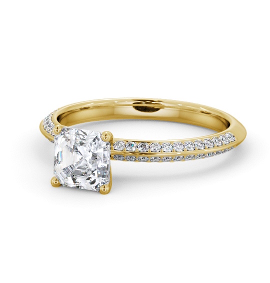  Asscher Diamond Engagement Ring 9K Yellow Gold Solitaire With Side Stones - Crosby ENAS32S_YG_THUMB2 