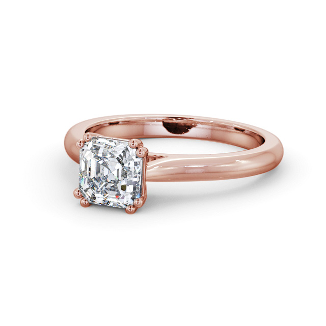 Asscher Diamond Engagement Ring 9K Rose Gold Solitaire - Belise ENAS33_RG_FLAT