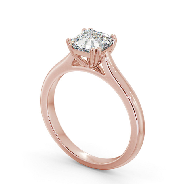 Asscher Diamond Engagement Ring 18K Rose Gold Solitaire - Belise ENAS33_RG_SIDE