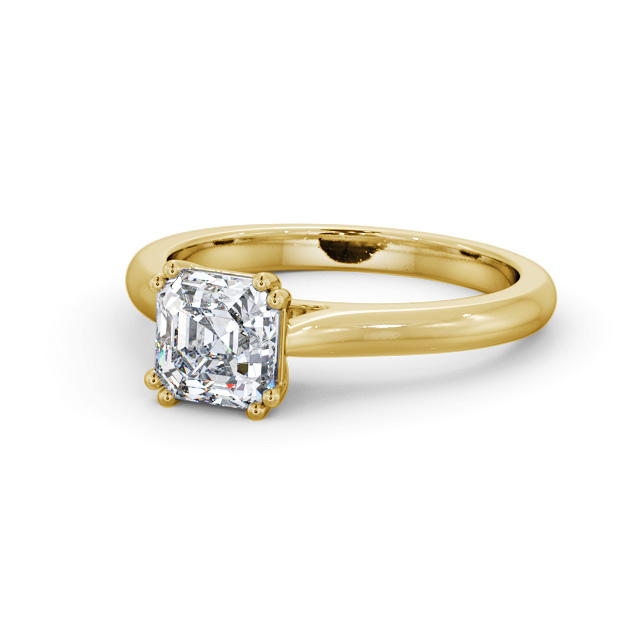 Asscher Diamond Engagement Ring 9K Yellow Gold Solitaire - Belise ENAS33_YG_FLAT