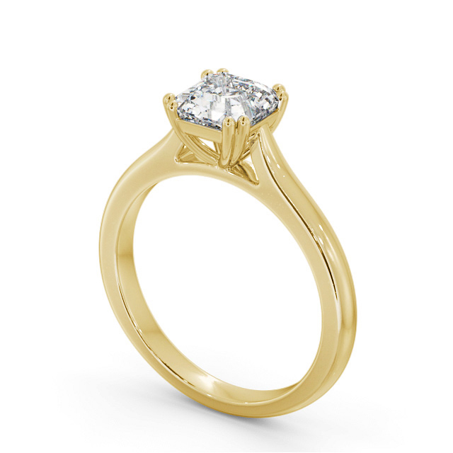 Asscher Diamond Engagement Ring 9K Yellow Gold Solitaire - Belise ENAS33_YG_SIDE