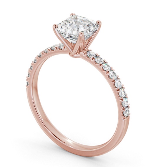 Asscher Diamond Engagement Ring 18K Rose Gold Solitaire With Side Stones - Dalmuir ENAS33S_RG_THUMB1