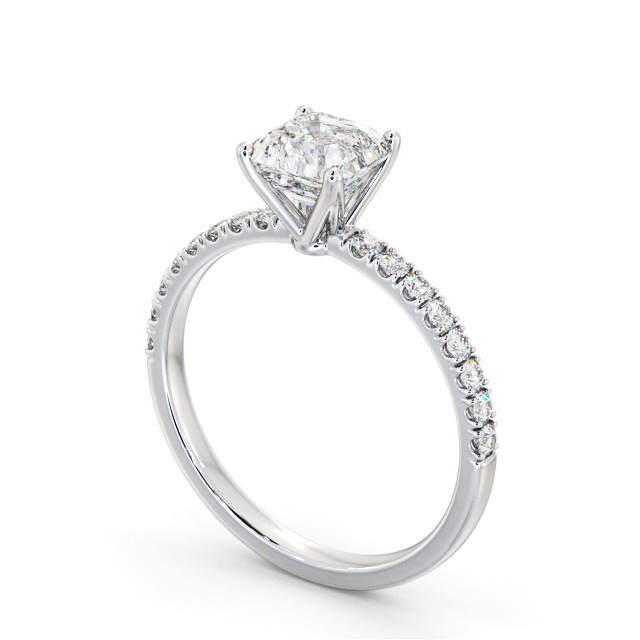 Asscher Diamond Engagement Ring 18K White Gold Solitaire With Side Stones - Dalmuir ENAS33S_WG_SIDE