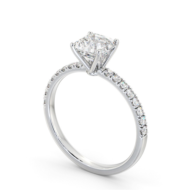 Asscher Diamond Engagement Ring Palladium Solitaire With Side Stones - Dalmuir ENAS33S_WG_SIDE