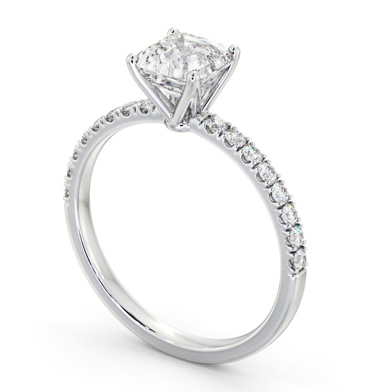  Asscher Diamond Engagement Ring 9K White Gold Solitaire With Side Stones - Dalmuir ENAS33S_WG_THUMB1 