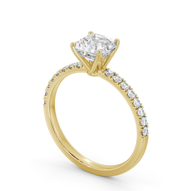 Asscher Diamond Engagement Ring 18K Yellow Gold Solitaire With Side Stones - Dalmuir ENAS33S_YG_SIDE