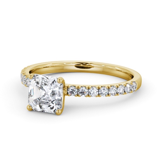  Asscher Diamond Engagement Ring 18K Yellow Gold Solitaire With Side Stones - Dalmuir ENAS33S_YG_THUMB2 