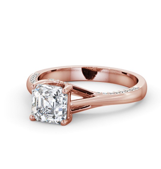  Asscher Diamond Engagement Ring 18K Rose Gold Solitaire With Side Stones - Fahan ENAS34_RG_THUMB2 
