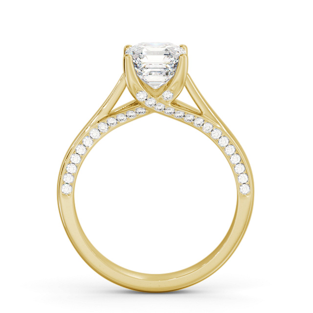 Asscher Diamond Engagement Ring 18K Yellow Gold Solitaire With Side Stones - Fahan ENAS34_YG_UP