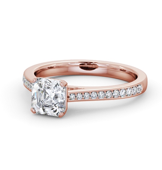  Asscher Diamond Engagement Ring 18K Rose Gold Solitaire With Side Stones - Tempel ENAS34S_RG_THUMB2 