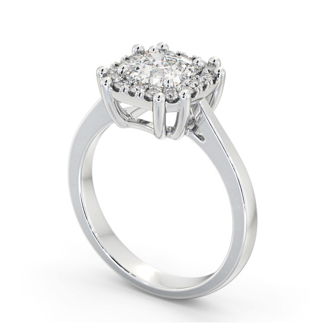 Halo Asscher Diamond Engagement Ring 9K White Gold - Ballantrae ENAS35_WG_SIDE