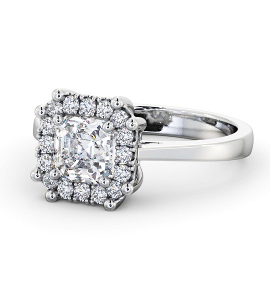  Halo Asscher Diamond Engagement Ring Platinum - Ballantrae ENAS35_WG_THUMB2 