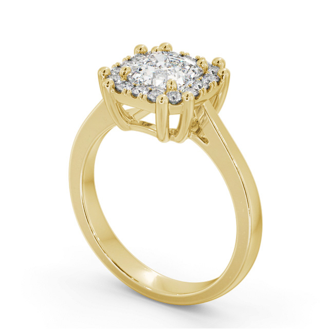 Halo Asscher Diamond Engagement Ring 18K Yellow Gold - Ballantrae ENAS35_YG_SIDE