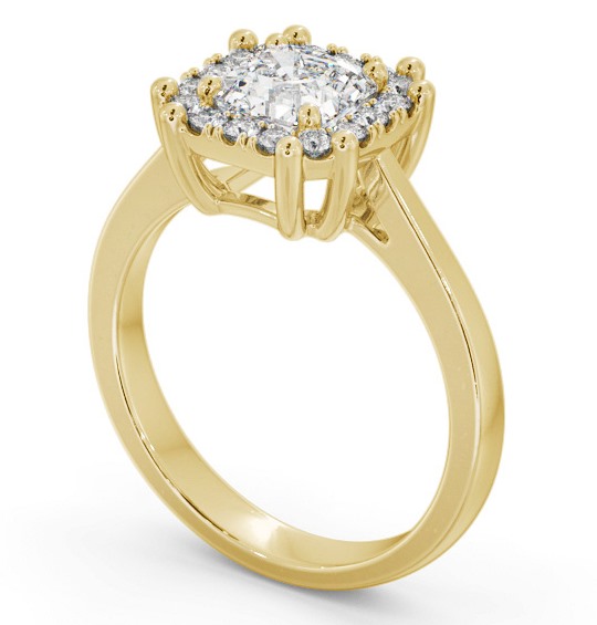  Halo Asscher Diamond Engagement Ring 18K Yellow Gold - Ballantrae ENAS35_YG_THUMB1 