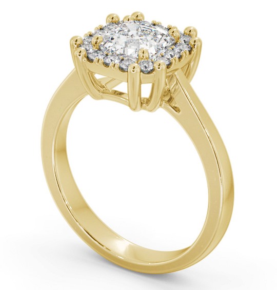 Halo Asscher Diamond Cluster Engagement Ring 18K Yellow Gold ENAS35_YG_THUMB1 