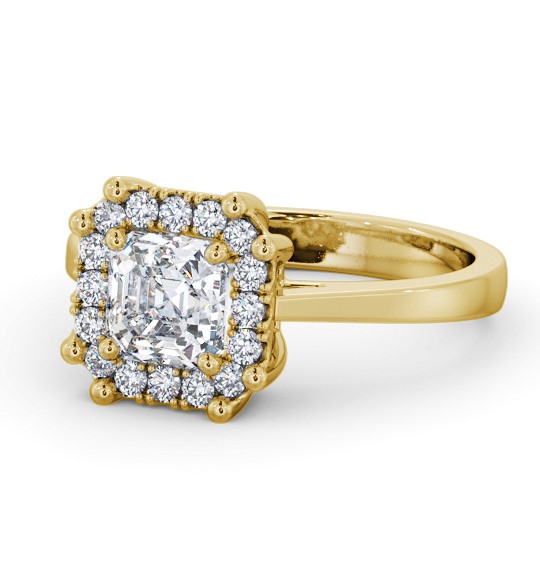  Halo Asscher Diamond Engagement Ring 9K Yellow Gold - Ballantrae ENAS35_YG_THUMB2 