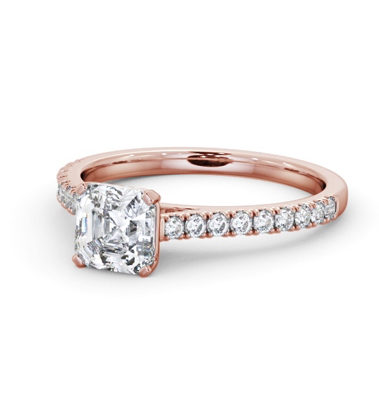  Asscher Diamond Engagement Ring 18K Rose Gold Solitaire With Side Stones - Terring ENAS35S_RG_THUMB2 