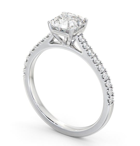  Asscher Diamond Engagement Ring 9K White Gold Solitaire With Side Stones - Terring ENAS35S_WG_THUMB1 