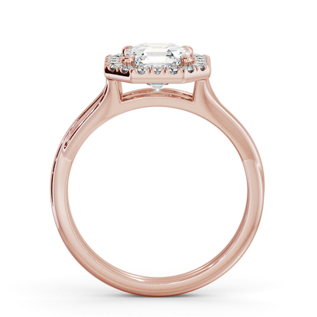 Halo Asscher Diamond Engagement Ring 9K Rose Gold - Enslow ENAS36_RG_UP
