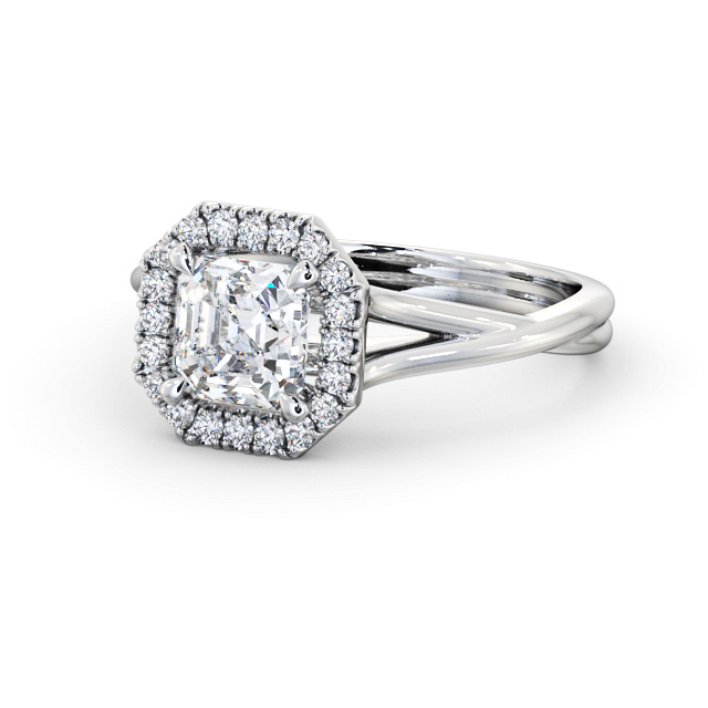 Halo Asscher Diamond Engagement Ring Platinum - Enslow ENAS36_WG_FLAT