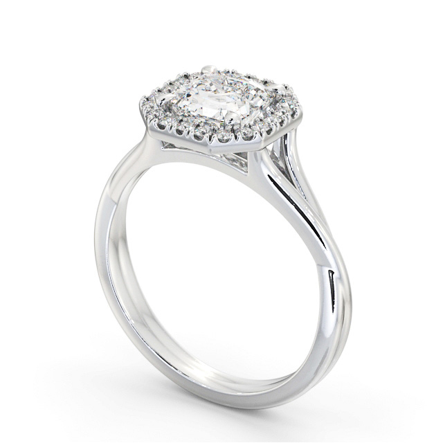 Halo Asscher Diamond Engagement Ring Platinum - Enslow ENAS36_WG_SIDE
