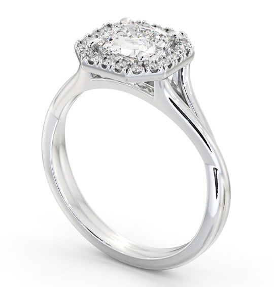  Halo Asscher Diamond Engagement Ring 9K White Gold - Enslow ENAS36_WG_THUMB1 