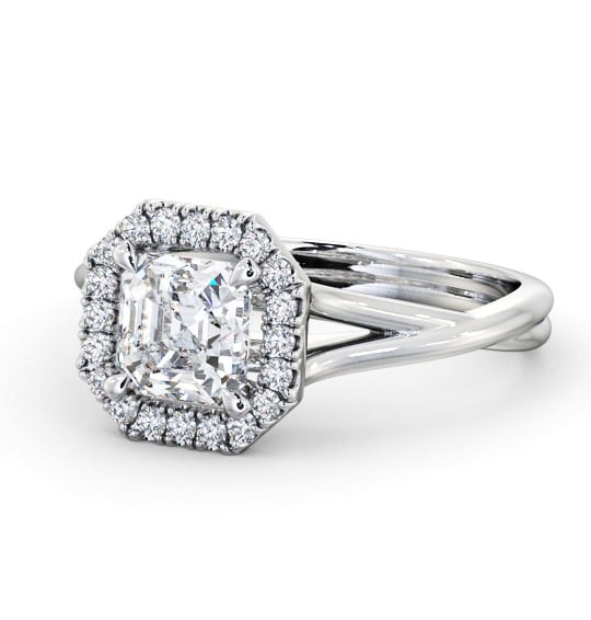  Halo Asscher Diamond Engagement Ring 18K White Gold - Enslow ENAS36_WG_THUMB2 