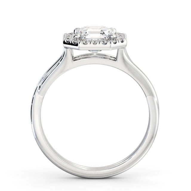 Halo Asscher Diamond Engagement Ring 18K White Gold - Enslow ENAS36_WG_UP
