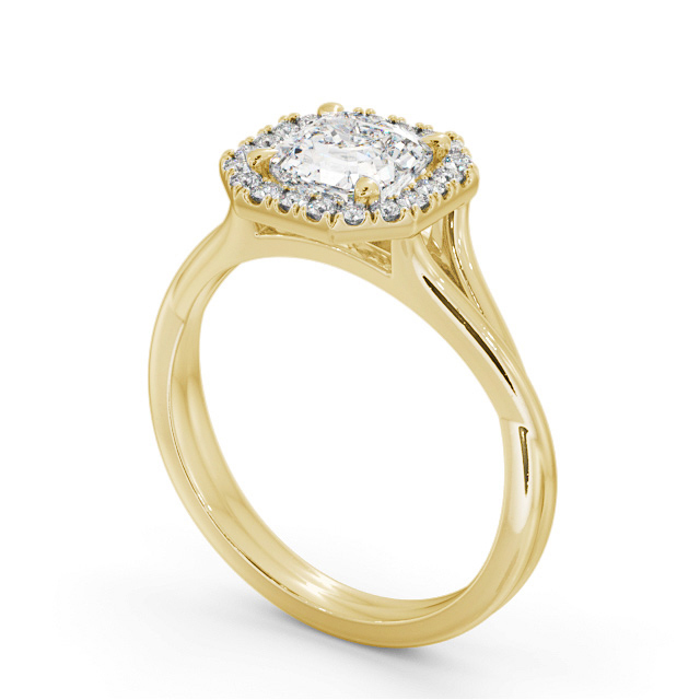 Halo Asscher Diamond Engagement Ring 18K Yellow Gold - Enslow ENAS36_YG_SIDE