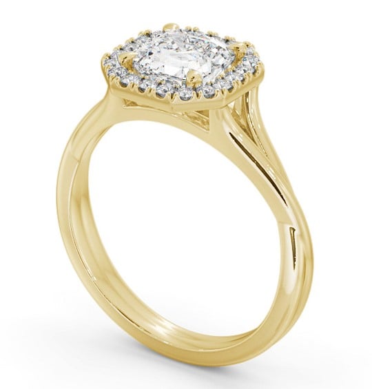 Halo Asscher Diamond Engagement Ring 18K Yellow Gold - Enslow ENAS36_YG_THUMB1