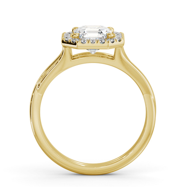 Halo Asscher Diamond Engagement Ring 9K Yellow Gold - Enslow ENAS36_YG_UP
