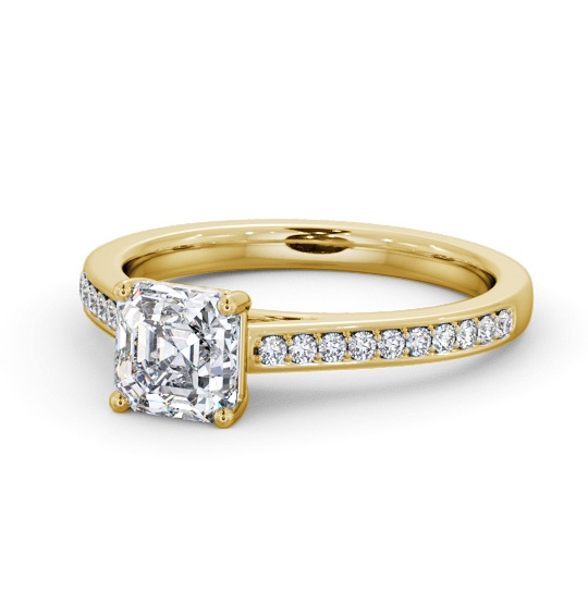  Asscher Diamond Engagement Ring 9K Yellow Gold Solitaire With Side Stones - Eppleby ENAS36S_YG_THUMB2 