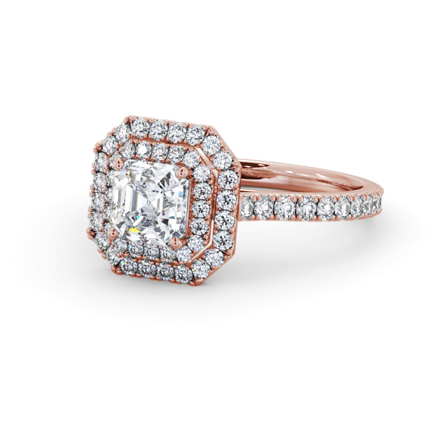 Halo Asscher Diamond Engagement Ring 18K Rose Gold - Nayeli ENAS37_RG_FLAT