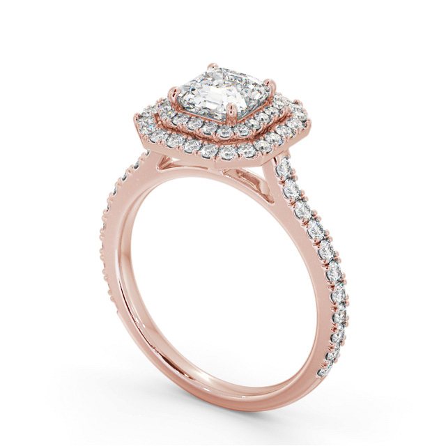 Halo Asscher Diamond Engagement Ring 18K Rose Gold - Nayeli ENAS37_RG_SIDE