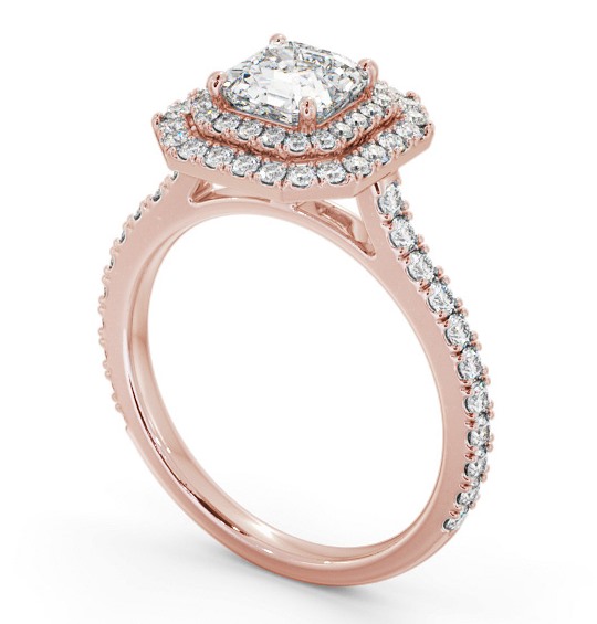 Double Halo Asscher Diamond Engagement Ring 18K Rose Gold ENAS37_RG_THUMB1