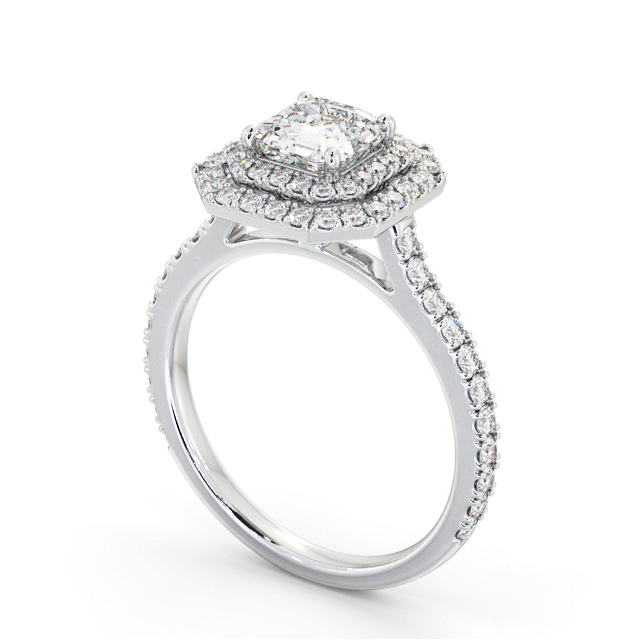 Halo Asscher Diamond Engagement Ring Platinum - Nayeli ENAS37_WG_SIDE