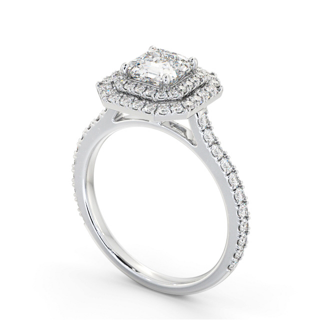 Halo Asscher Diamond Engagement Ring 18K White Gold - Nayeli ENAS37_WG_SIDE