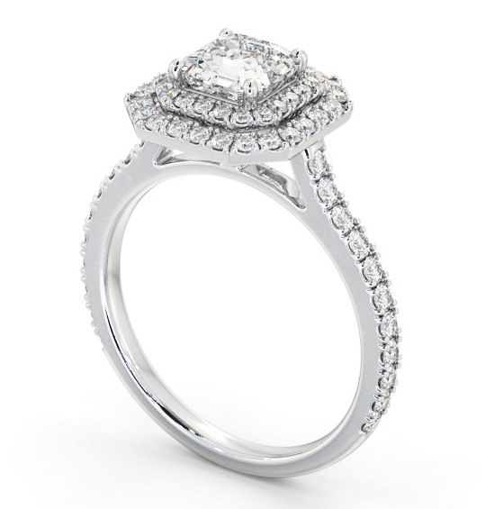  Halo Asscher Diamond Engagement Ring 9K White Gold - Nayeli ENAS37_WG_THUMB1 