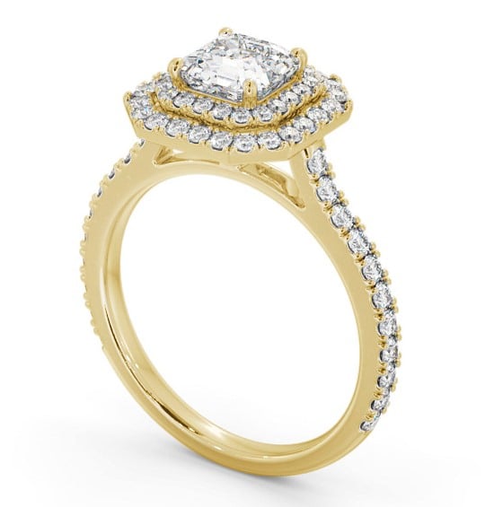 Double Halo Asscher Diamond Engagement Ring 18K Yellow Gold ENAS37_YG_THUMB1 