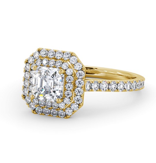  Halo Asscher Diamond Engagement Ring 9K Yellow Gold - Nayeli ENAS37_YG_THUMB2 