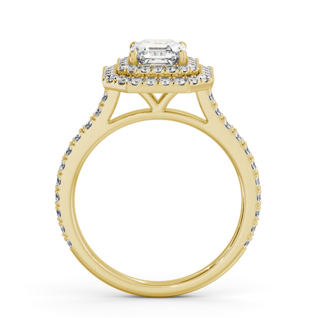 Halo Asscher Diamond Engagement Ring 18K Yellow Gold - Nayeli ENAS37_YG_UP